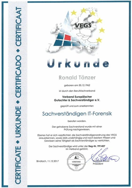 dekra sachverstaendiger it forensik ronald taenzer