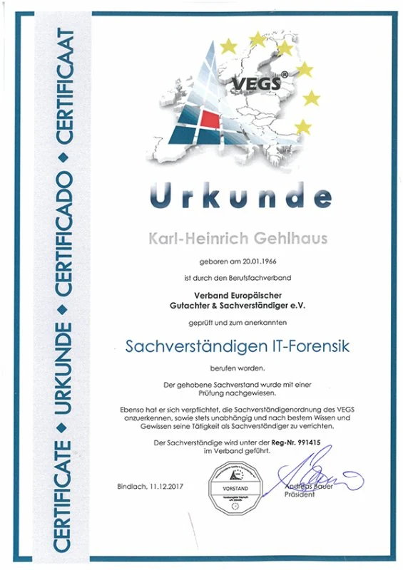 sachverstaendiger it forensik karl heinrich gehlhaus