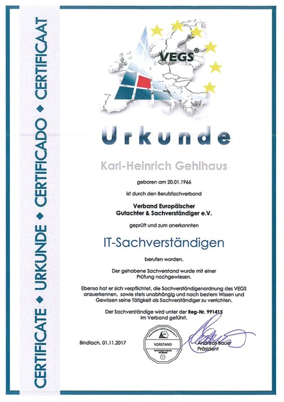 vegs verbandsanerkennung karl heinrich gehlhaus